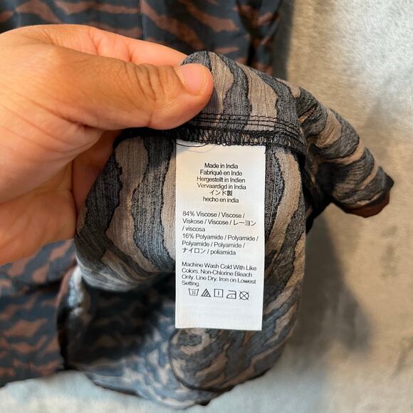 Madewell V-neck Mini Dress Women's Abstract Animal Size 10 Brown Black - Picture 6 of 7